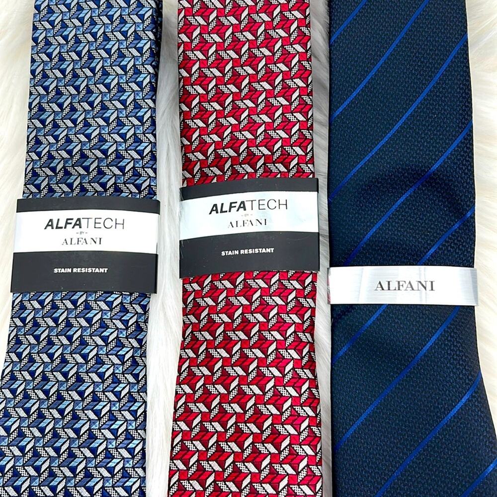 Alfani Men's Set of 3 Ties - Navy/Blue/Red - New with tags
